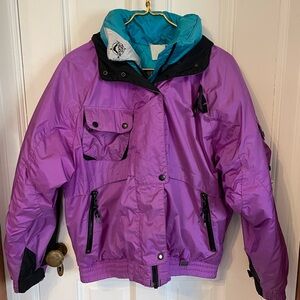 Mountain Goat Purple Teal Reversible Ski Jacket Women's M 90s Retro Snowboard